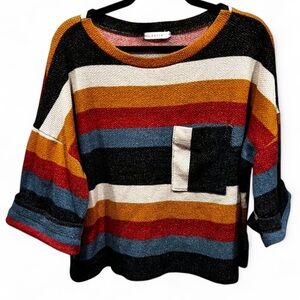Entro Colorful Striped Crew Neck Sweater